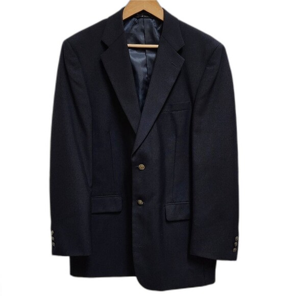 Bernhard Altmann Blazer Mens 42L Navy Wool Blend 2 Button Notch Vent Classic - Picture 1 of 12